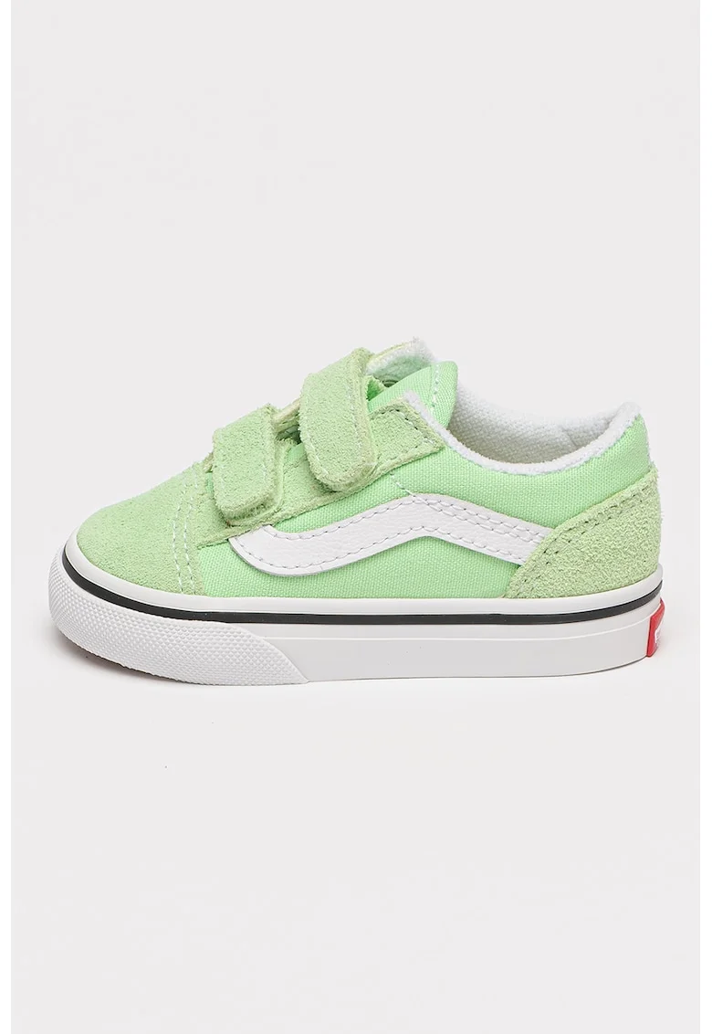 Pantofi sport Old Skool cu garnituri de piele intoarsa si velcro, Verde pal