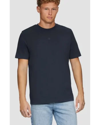 Q/S by s.Oliver, Tricou barbati cu decolteu la baza gatului, cu logo