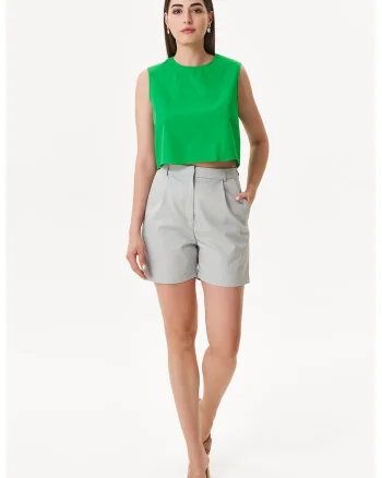Pantaloni scurti cu pliuri Hamptons Haven, Gri deschis
