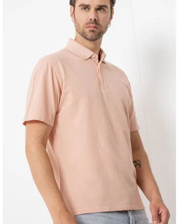 Tricou polo din material pique William, Roz pastel