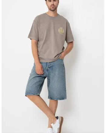 Tricou din bumbac cu imprimeu discret, Grej