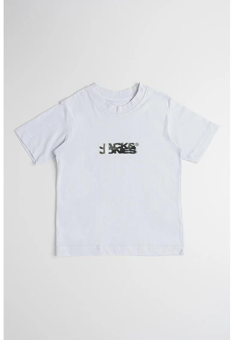 Tricou cu imprimeu logo discret, Gri deschis melange