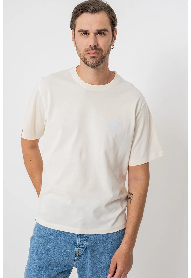 Tricou cu imprimeu pe partea din spate, Albastru pastel/Galben pal