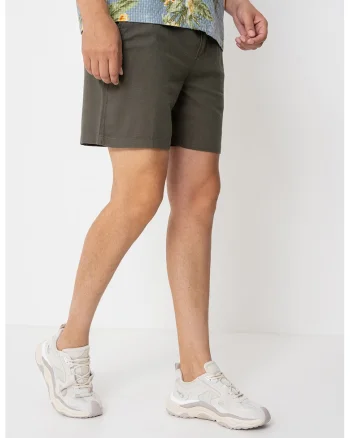 Pantaloni scurti din amestec de in cu buzunare laterale, Verde padure