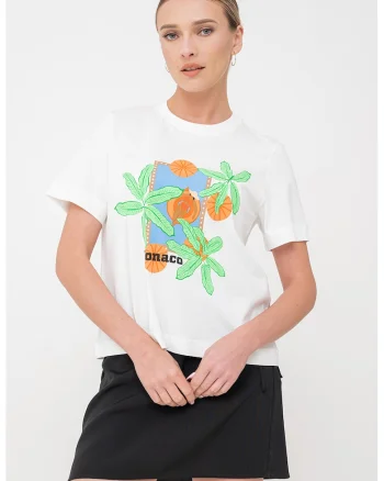 Tricou din bumbac organic, Alb/Portocaliu