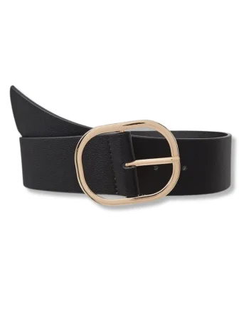 Curea dama  S/M, negru, cu catarama aurie