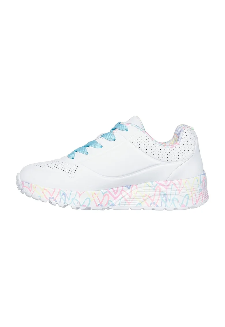 Pantofi sport de piele ecologica Uno Lite - Lovely Luv, Alb/Albastru deschis