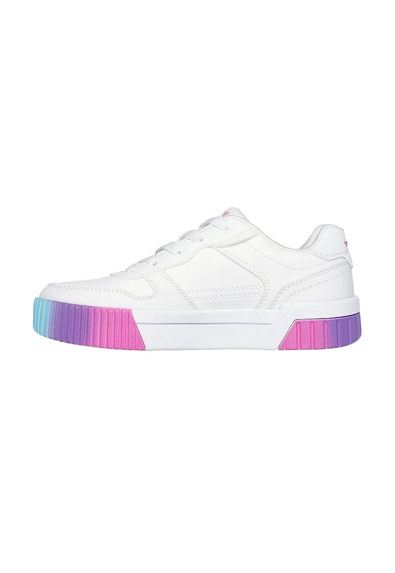 Pantofi sport Jade de piele ecologica cu platforma, Alb/Roz/Albastru