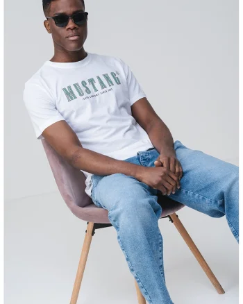 Tricou cu imprimeu logo Austin, Alb/Verde