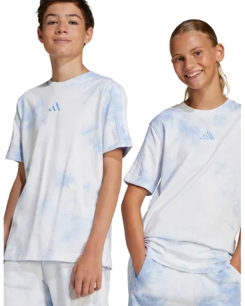 Tricou din bumbac cu model, Albastru pastel/Alb optic
