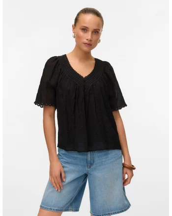 Bluza cu decolteu in V si maneci scurte