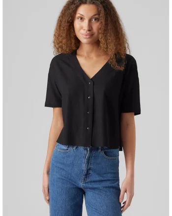 Camasa crop din amestec de in