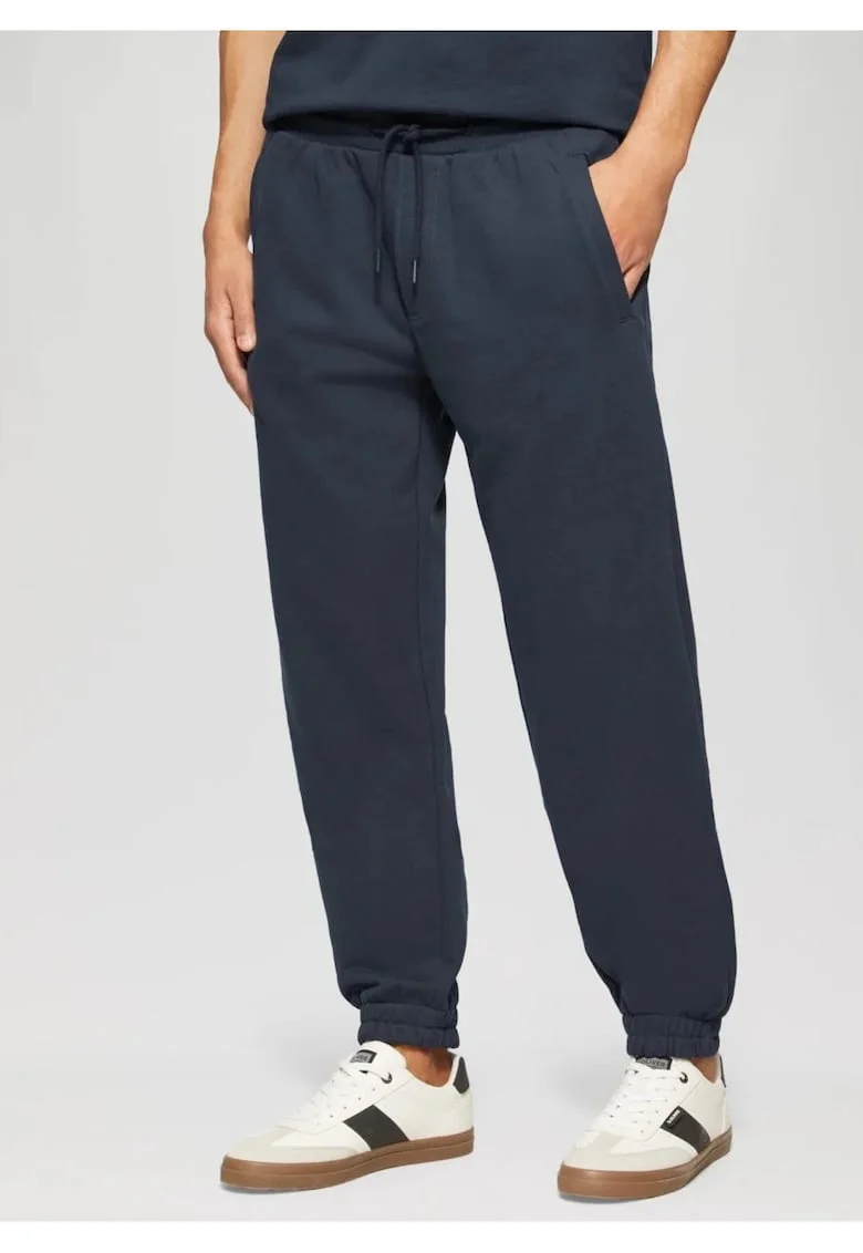 Pantaloni sport barbati, Detroit, cu talie medie si croiala Regular fit, din bumbac, Bleumarin inchis, Bleumarin inchis