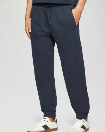 Pantaloni sport barbati, Detroit, cu talie medie si croiala Regular fit, din bumbac, Bleumarin inchis, Bleumarin inchis