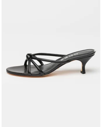Papuci din piele cu toc, Negru