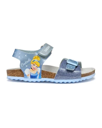 Sandale cu imprimeu si velcro, Albastru prafuit/Albastru deschis