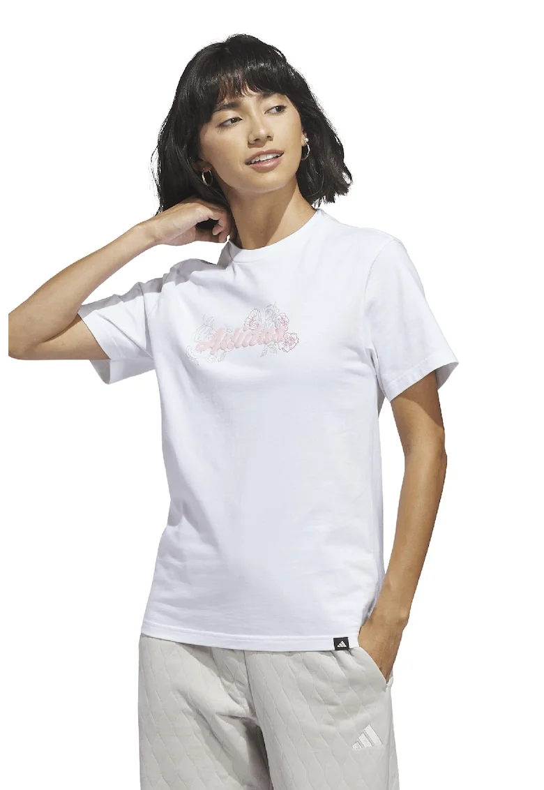 Tricou din bumbac cu logo Western, Alb/Roz/Verde sparanghel