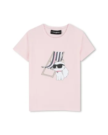 Tricou din amestec de bumbac cu decolteu la baza gatului si imprimeu logo, Roz pastel/Negru stins/Alb optic