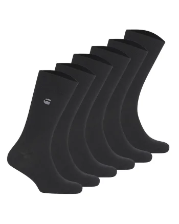 G-Star, Set de sosete lungi cu logo brodat - 6 perechi, Negru