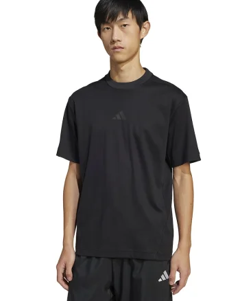 Tricou cu decolteu la baza gatului si detaliu cu model monograma, Negru