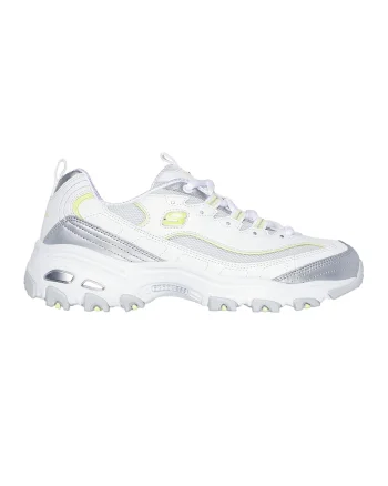 Pantofi sport de piele cu insertii de plasa D'Lites, Alb/Argintiu