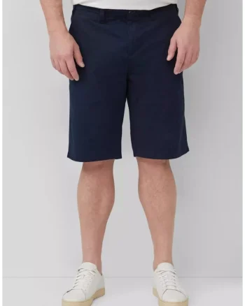 Big Sizes Pantaloni scurti chino barbati big sizes, Detroit, cu talie medie si croiala Regular Fit, Bleumarin inchis