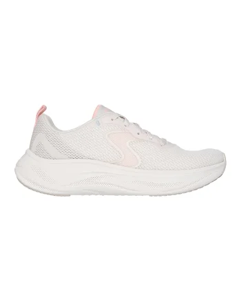 Pantofi sport din plasa Skech Cloud, Alb/Roz pal