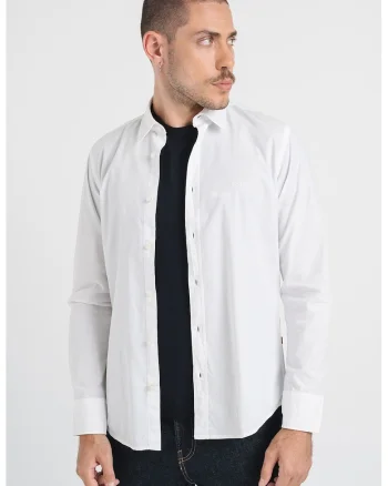 Camasa regular fit de bumbac cu logo brodat, Alb optic