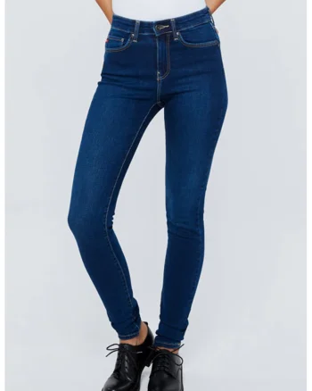 Blugi skinny cu talie inalta Clara, Bleumarin