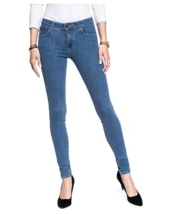 Blugi Dama,  Skinny 24/32, Bumbac, Zipper, Lung, 5 Buzunare 2 Mari 2 Medii Exterioare1 Mic Interior, Talie Medie, Albastru