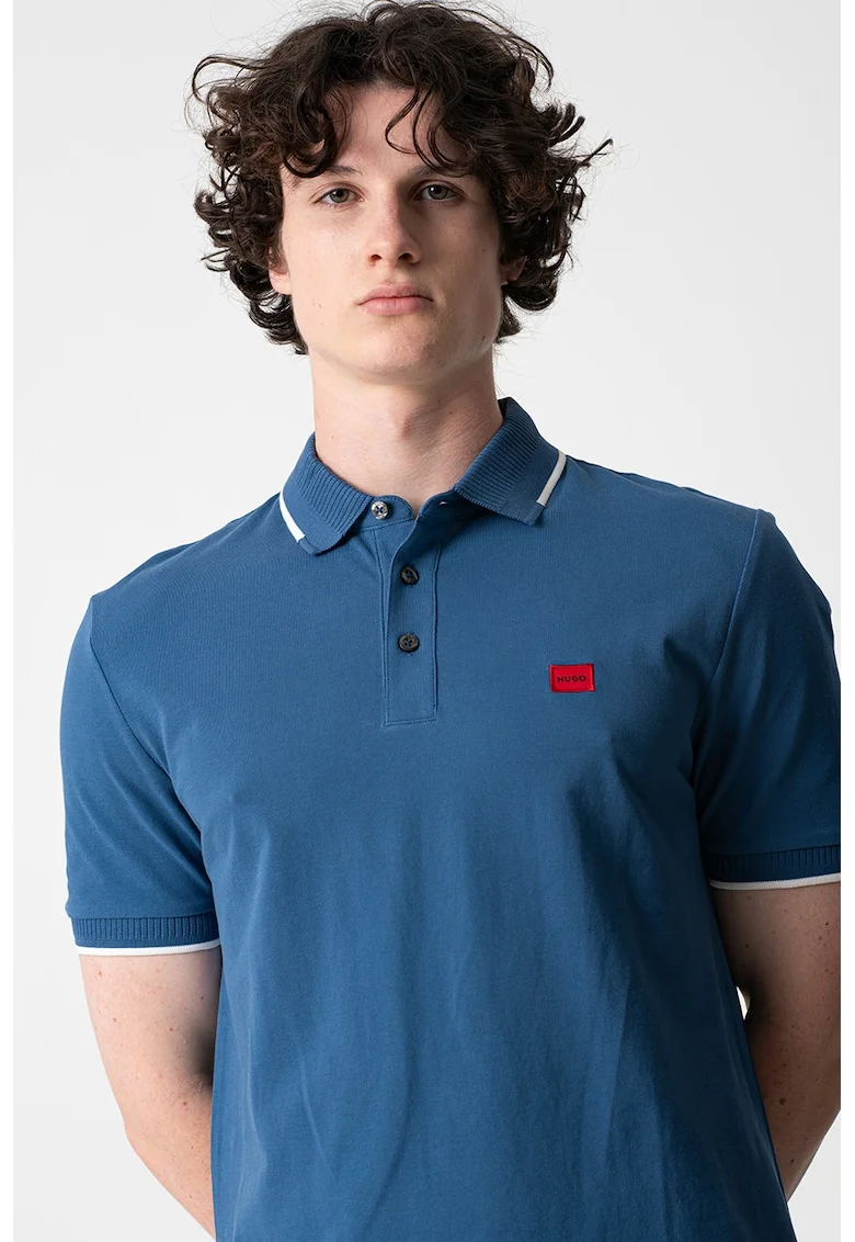 Tricou polo slim fit Deresino, Rosu/Albastru pastel