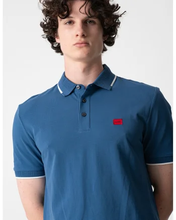 Tricou polo slim fit Deresino, Rosu/Albastru pastel