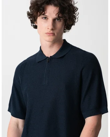 Tricou cu guler polo din amestec de lyocell, Albastru ultramarin