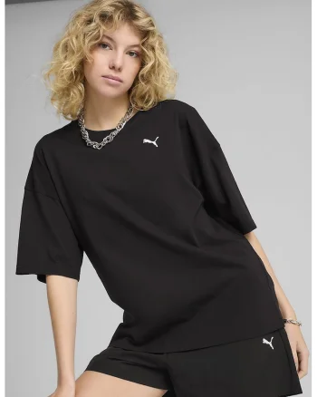 Tricou de bumbac cu maneci medii, Negru