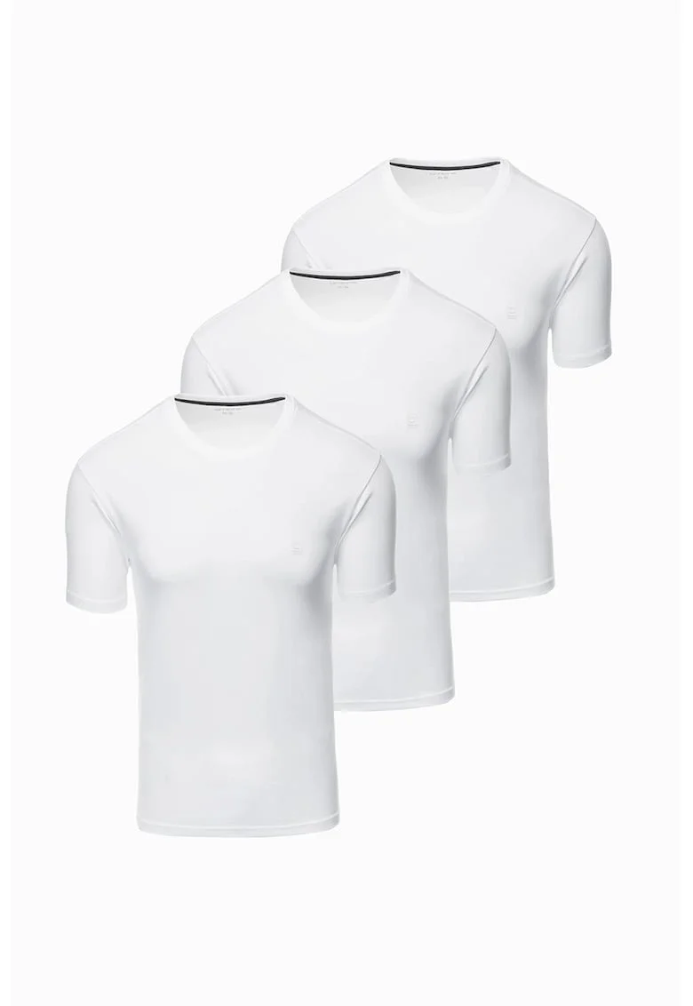 Set de tricouri cu decolteu la baza gatului - 3 piese, Alb optic