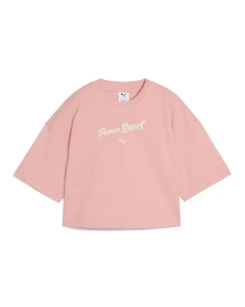 Tricou crop de bumbac, Roz somon