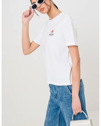 Tricou de bumbac cu logo, Alb