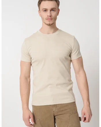 Tricou uni cu decolteu la baza gatului, Grej