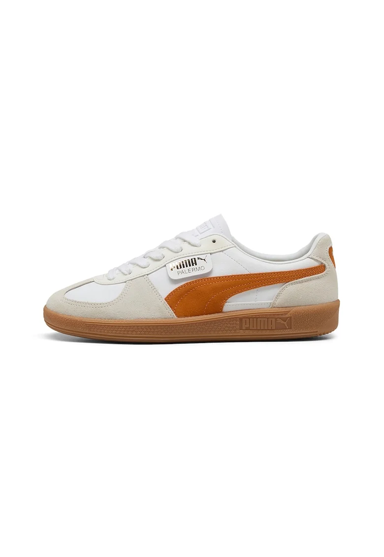 Pantofi sport din piele intoarsa Palermo, Alb/Portocaliu/Maro nisip