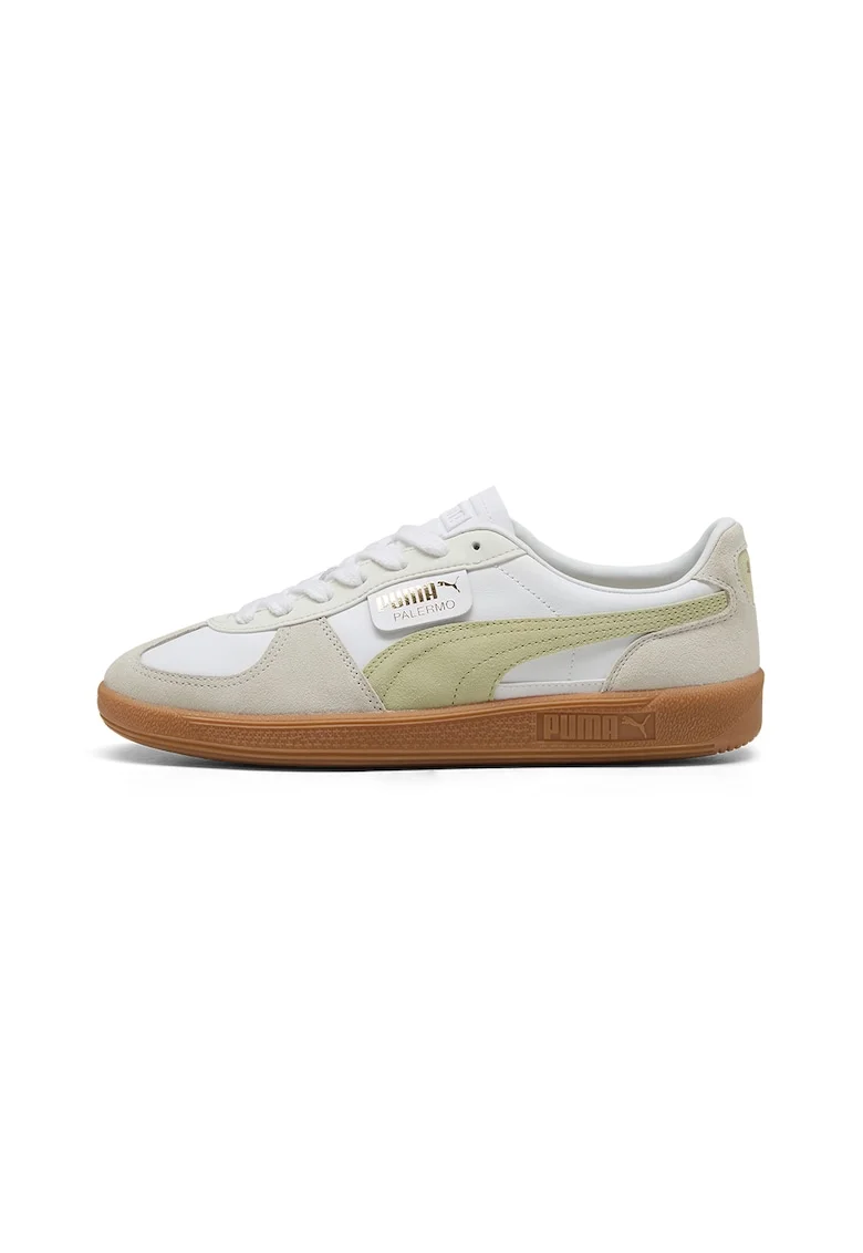 Pantofi sport din piele intoarsa Palermo, Alb/Maro nisip