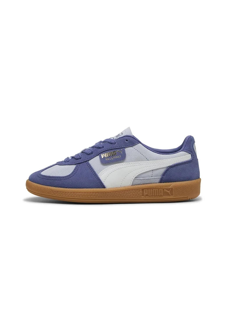 Pantofi sport Palermo de piele intoarsa si piele, Alb/Albastru indigo