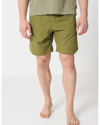 Pantaloni scurti de baie cu buzunare si model uni, Verde aquamarin