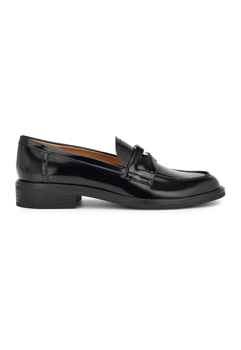 Pantofi loafer de piele ecologica cu detaliu metalic Seeme, Negru