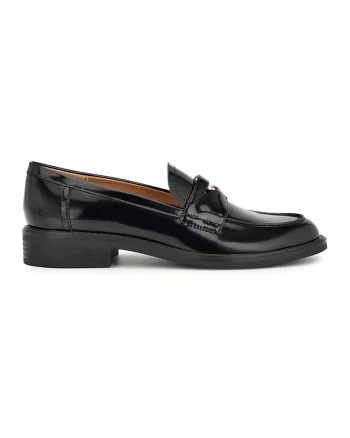 Pantofi loafer de piele ecologica cu detaliu metalic Seeme, Negru