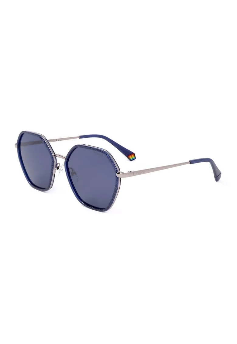 Ochelari de soare hexagonali cu lentile polarizate, Argintiu