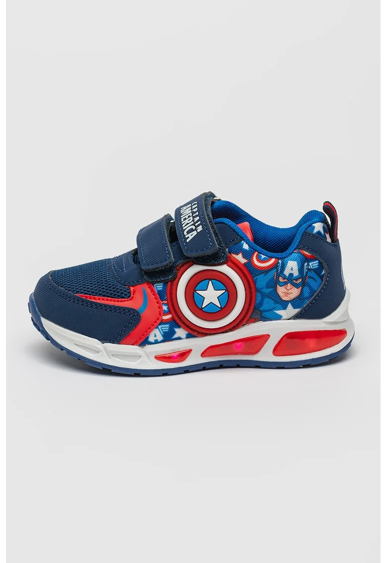 Pantofi sport cu LED Captain America, Rosu/Alb/Bleumarin