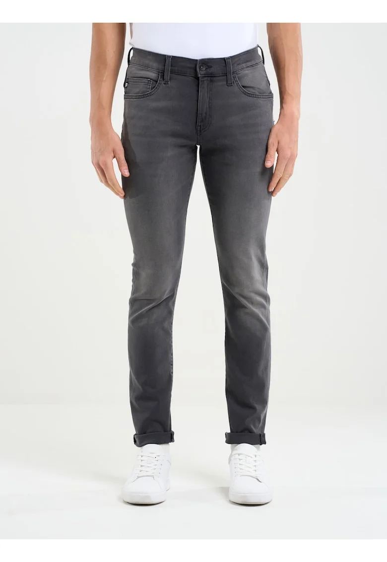 Blugi barbati  model Deric 893, skinny,gri, denim de inalta calitate, Albastru