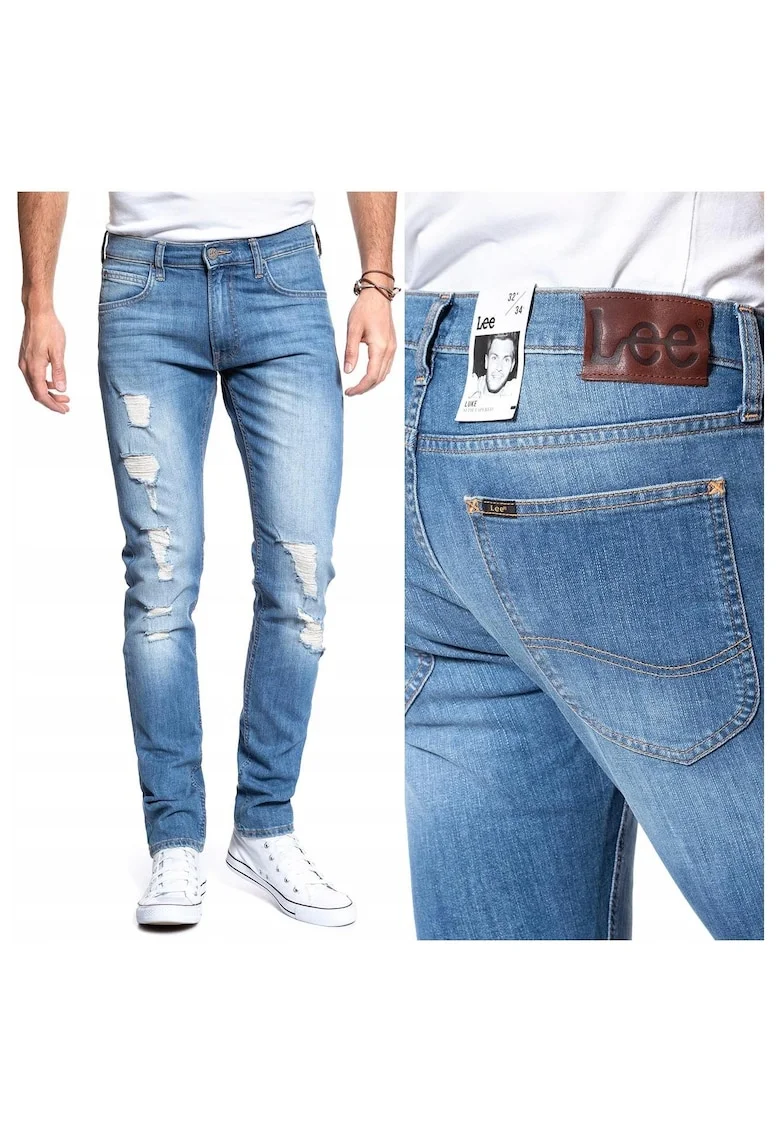 Blugi Barbati,  Luke, W27-L32, Bumbac, Fermoar, Lungi, Talie Medie, 5 Bunzuare, High-Quality, Albastru