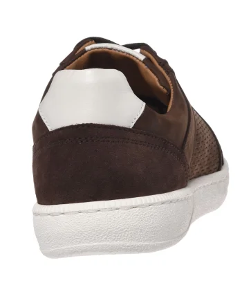 Pantofi sport de piele intoarsa cu perforatii, Maro