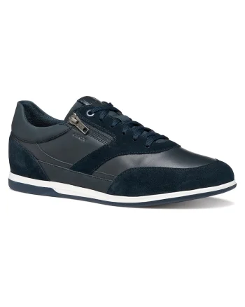 Pantofi sport Renan din piele si fermoar decorativ, Albastru